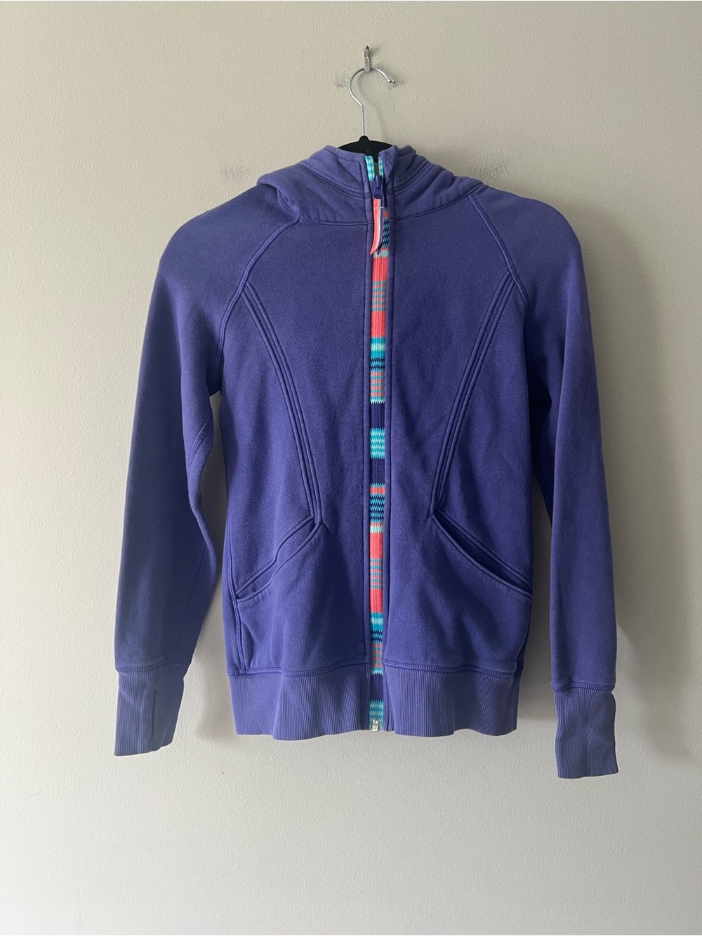 Ivivva by Lululemon Purple Full Zip Hoodie Jacket Girls Size 12 Thumbholes